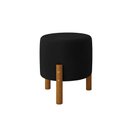 Ver imagem 1 de Kit 2 Banquinho Decorativo Preto Multiuso Banqueta Redondo Puff Pés em Madeira