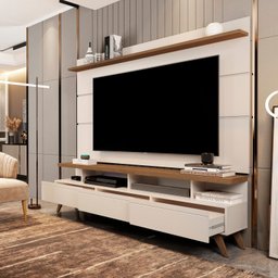 Rack com Painel para TV até 72 Polegadas Pés em Madeira Maciça Vivare - 5
