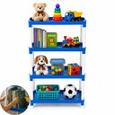 Ver imagem 2 de Prateleira 4 Andares Infantil Estante Multiuso Azul Organizadora Plastica Porta Brinquedos Livros Mu