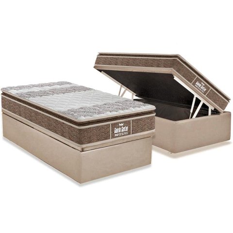 Cama Box Baú Solteiro: Colchão Ortopédico Probel D33 / EP Guarda Costas PróIntense Plus + Base CRC S