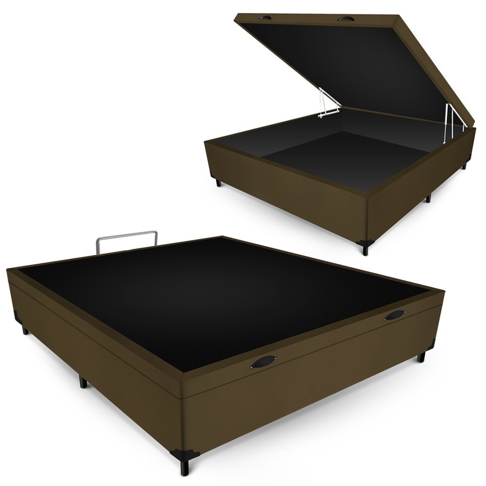 Box Baú Max Ultra Blindado Suede Marrom Casal 138x188x42cm Maxpuma