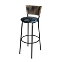 Ver imagem 3 de Jogo 2 Banqueta Alta Para Cozinha Ratan Cappuccino Preta Estofado Floral  Floral 