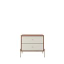Ver imagem 1 de Mesa de Cabeceira 2 Gavetas Jasper 64 cm - Off White Fosco c/ Canella - Champanhe