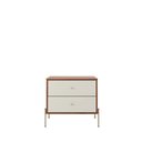 Ver imagem 1 de Mesa de Cabeceira 2 Gavetas Jasper 64 Cm - Off White Fosco C/ Canella - Champanhe