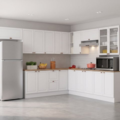 Cozinha Completa Modulada 10 Peças com Tampo Unna Branca Casuá