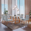 Ver imagem 1 de Conjunto Sala de Jantar Mesa Viena Madeira Maciça 160x90cm Tampo Retângular Vidro Off White com 6 Ca