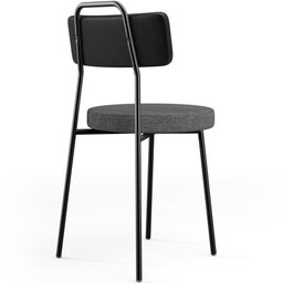 Cadeira Decorativa Estofada Sala Jantar Barcelona L02 Couríssimo Preto Linho Cinza Escuro - Lyam - 7 Cadeira Decorativa Estofada Sala Jantar Barcelona L02 Couríssimo Preto Linho Cinza Escuro - Lyam - 7