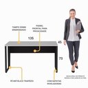Ver imagem 3 de Escrivaninha Mesa de Escritório 135cm Multimóveis Cr25328 Cinza Preto