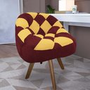 Ver imagem 1 de Poltrona Paloma Escritório Sala Giratória Madeira Suede Vinho e Suede Mostarda - Dominic Decor