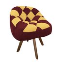 Ver imagem 2 de Poltrona Paloma Escritório Sala Giratória Madeira Suede Vinho e Suede Mostarda - Dominic Decor