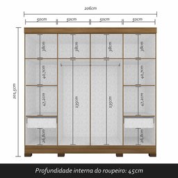 Guarda Roupa Casal Liz 8 Portas 2 Gavetas Boreal/off Premium - M.a Boreal/off Premium - 9