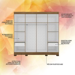 Guarda Roupa Casal Liz 8 Portas 2 Gavetas Boreal/off Premium - M.a Boreal/off Premium - 6