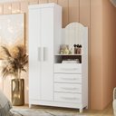 Ver imagem 1 de Guarda Roupa Casal Porto de Siena 2 Portas de Bater 4 Gavetas Espelho Branco Albatroz Móveis