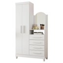 Ver imagem 2 de Guarda Roupa Casal Porto de Siena 2 Portas de Bater 4 Gavetas Espelho Branco Albatroz Móveis