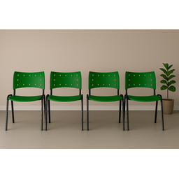 Kit 4 Cadeiras Iso Fixa Empilhável Escola Igreja Salão:verde - 1