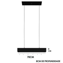 Pendente Linear Retangular Office Preto Sala Quarto 70cm Tubular T8 - 7 Pendente Linear Retangular Office Preto Sala Quarto 70cm Tubular T8 - 7