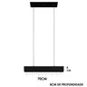 Pendente Linear Retangular Office Preto Sala Quarto 70cm Tubular T8 - 7