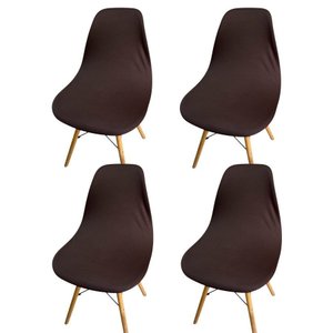 Kit 4 Capa de Cadeira Charles Eames Eiffel Pé Palito Malha Lisa:marrom