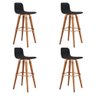 Kit 4 Banquetas Altas Luxo Linea Aço Cobre Linho Preto Base Carvalho - 2
