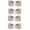 Ver imagem 1 de Kit 8 Poltronas Decorativas Sala Courino Bege