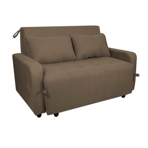 Sofá Cama End 138cm Reclinável Manual Suede Capuccino - Sallar Home