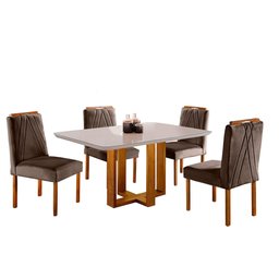 Conjunto Sala de Jantar Lisboa 4 Lugares Mesa e Cadeiras Moveis Mix - 2 Conjunto Sala de Jantar Lisboa 4 Lugares Mesa e Cadeiras Moveis Mix - 2