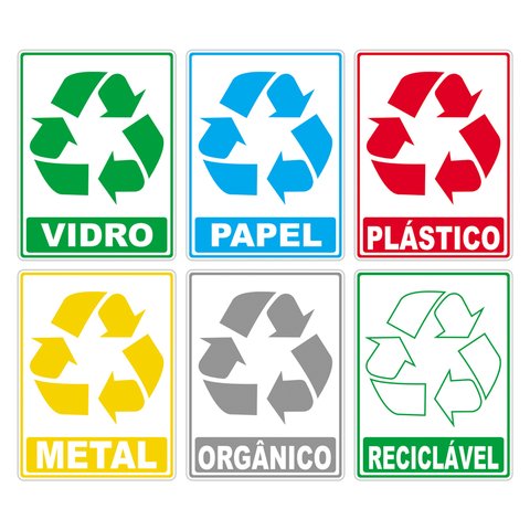 Kit Adesivo Lixo Reciclavel 15cm X 20cm Teu Adesivo Colorido