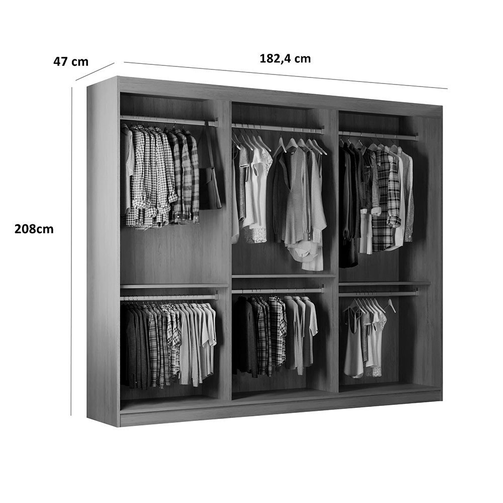 Roupeiro Casal Closet Light com 3 Prateleiras Moderna - 3