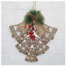 Kit 10 Enfeite Pendente Decoração Natalina Sino Vazado Dourado 25cm - 1