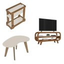 Ver imagem 2 de Kit 3 Peças Rack Mesa de Centro e Bar Théo