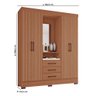Guarda Roupa solteiro Tuboarte Onix 100% MDF Capelinha 4 Portas e 3 Gavetas Kit de Espelho e Pés - 3
