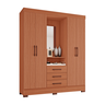 Guarda Roupa solteiro Tuboarte Onix 100% MDF Capelinha 4 Portas e 3 Gavetas Kit de Espelho e Pés - 5