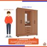 Guarda Roupa solteiro Tuboarte Onix 100% MDF Capelinha 4 Portas e 3 Gavetas Kit de Espelho e Pés - 4