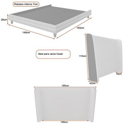 Cama Japonesa com Cabeceira Corea Casal Facthor / Bouclé Suave Off White - Sallar Home - 3