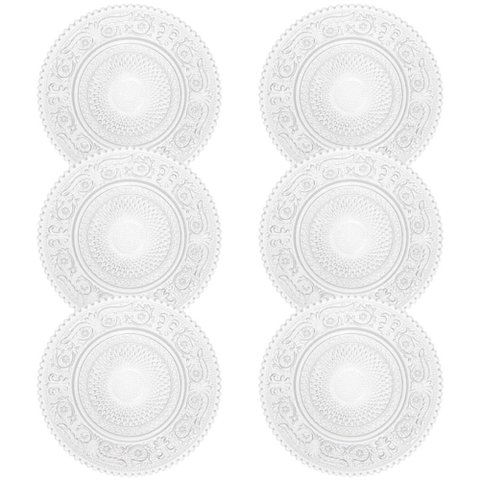 Jogo 6 Mini Pratos 14cm Vidro Angel Lyor Pratinhos Pequenos