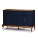 Ver imagem 1 de Balcão Buffet 4 Portas 3 Gavetas 60805 Hannover Linz Móveis - Azul Petróleo/imbuia Glazer