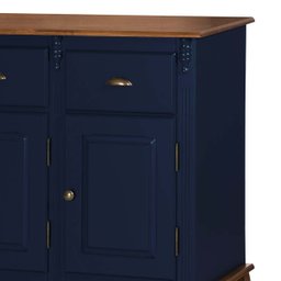 Balcão Buffet 4 Portas 3 Gavetas 60805 Hannover Linz Móveis - Azul Petróleo/imbuia Glazer - 2