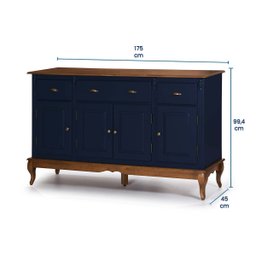 Balcão Buffet 4 Portas 3 Gavetas 60805 Hannover Linz Móveis - Azul Petróleo/imbuia Glazer - 4