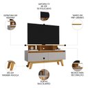 Ver imagem 3 de Rack Bancada para Tv 50 Pol 120cm 2 Portas Rubi Naturalle/off - Bechara
