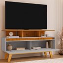 Ver imagem 5 de Rack Bancada para Tv 50 Pol 120cm 2 Portas Rubi Naturalle/off - Bechara