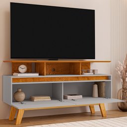 Rack Bancada para Tv 50 Pol 120cm 2 Portas Rubi Naturalle/off - Bechara - 5