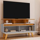 Ver imagem 5 de Rack Bancada para Tv 50 Pol 120cm 2 Portas Rubi Naturalle/off - Bechara