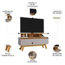 Ver imagem 3 de Rack Bancada para Tv 50 Pol 120cm 2 Portas Rubi Naturalle/off - Bechara
