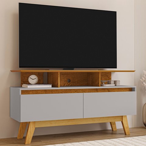 Rack Bancada para Tv 50 Pol 120cm 2 Portas Rubi Naturalle/off - Bechara