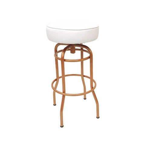Banqueta Altura 65cm Bar Giratória cor Cobre assento branco Poltronas do Sul Banqueta Bar