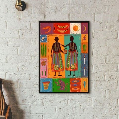 Quadro Candomblé - Erês 24x18cm - com Vidro:madeira Preta