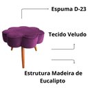 Ver imagem 2 de Puff Flor Decorativo Redondo Banqueta Pés Palito Veludo Cor:roxo