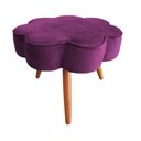 Ver imagem 6 de Puff Flor Decorativo Redondo Banqueta Pés Palito Veludo Cor:roxo