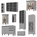 Ver imagem 2 de Cozinha Completa Planejada 1 Paneleiro 1 Cristaleira 3 Balcões 3 Armários Aéreos Mdf Cinza Claro