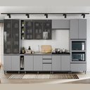 Ver imagem 1 de Cozinha Completa Planejada 1 Paneleiro 1 Cristaleira 3 Balcões 3 Armários Aéreos Mdf Cinza Claro